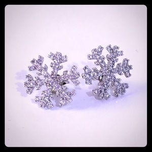 Sterling Silver CZ Snowflake Stud Earrings